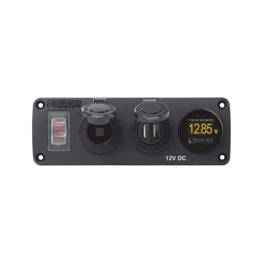 Blue Sea Systems DC-Steckdosenpanel für den Aussenbereich mit Mini-Voltmeter