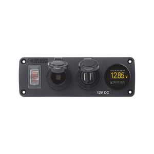 Blue Sea Systems DC-Steckdosenpanel für den Aussenbereich mit Mini-Voltmeter
