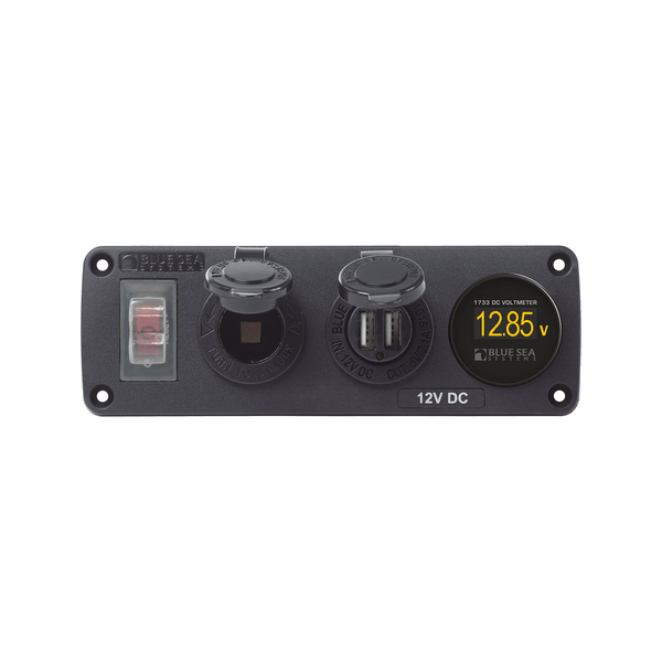 Blue Sea Systems DC-Steckdosenpanel für den Aussenbereich mit Mini-Voltmeter