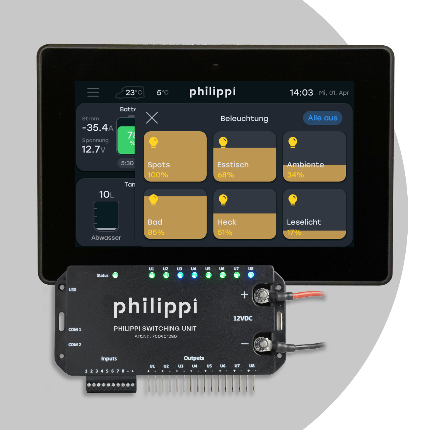 PCU Display zur prozentgenauen Lichtsteuerung und Dimmung