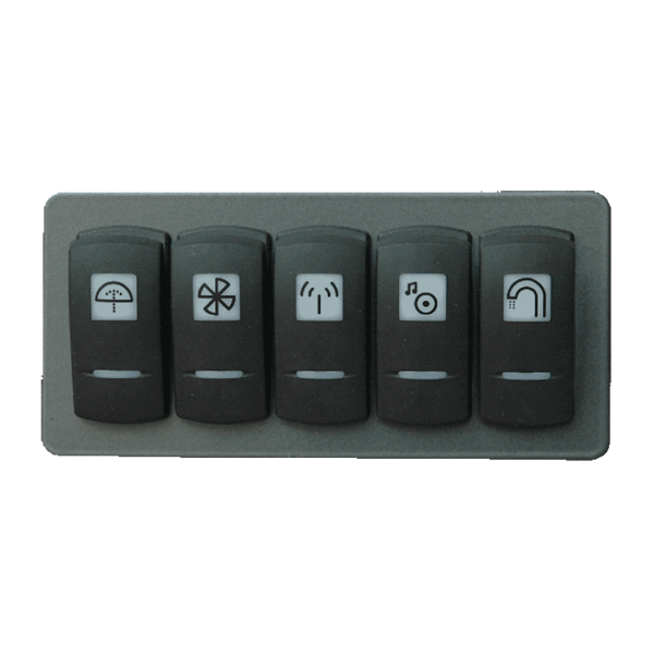 Watertight panel with 5 circuit breakers 10 A